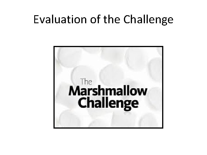 Evaluation of the Challenge 