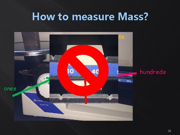 How to measure Mass? tens hundreds ones 34 