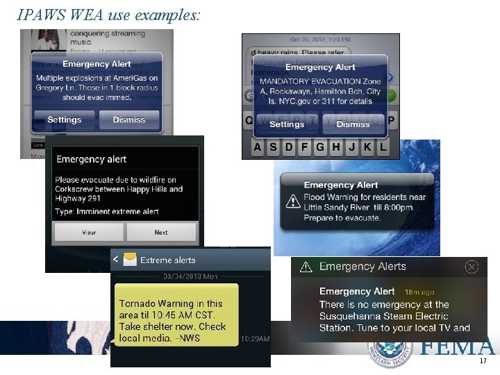 IPAWS WEA use examples: 17 
