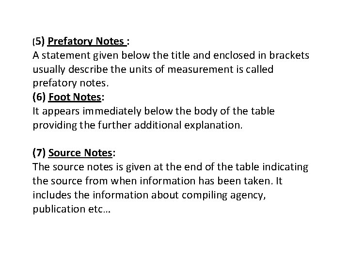 (5) Prefatory Notes : A statement given below the title and enclosed in brackets