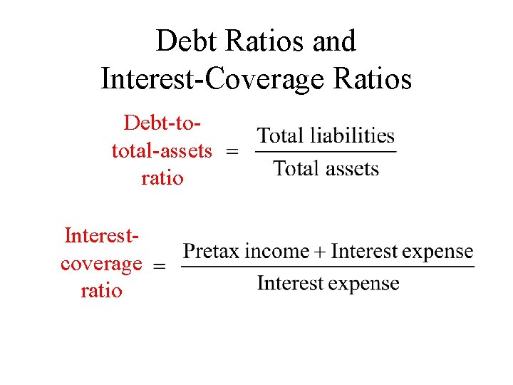 Debt Ratios and Interest-Coverage Ratios Debt-tototal-assets ratio Interestcoverage ratio 
