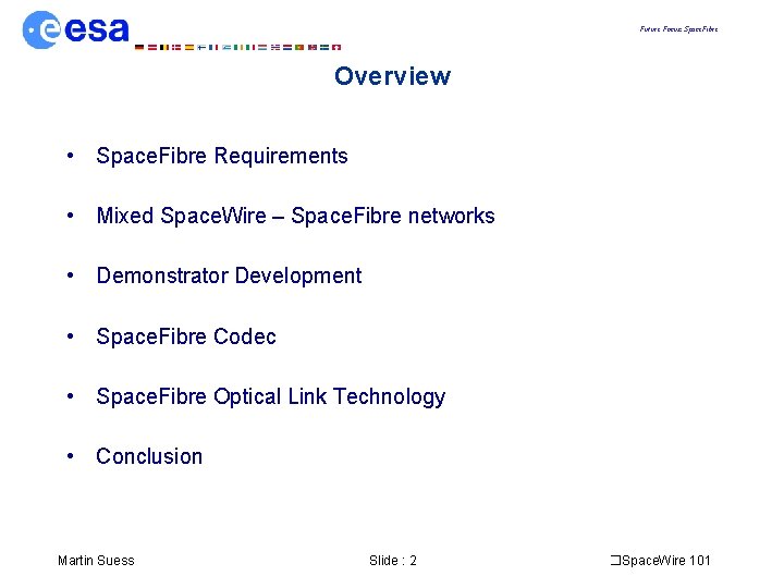 Future Focus: Space. Fibre Overview • Space. Fibre Requirements • Mixed Space. Wire –