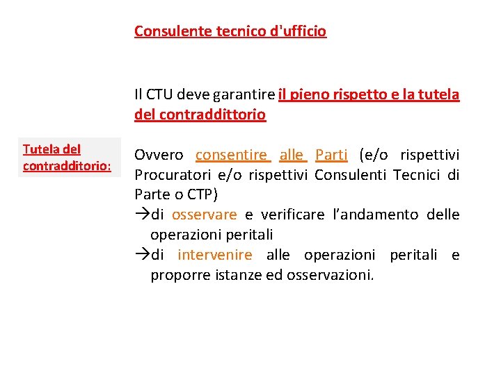 Consulente tecnico d'ufficio Il CTU deve garantire il pieno rispetto e la tutela del