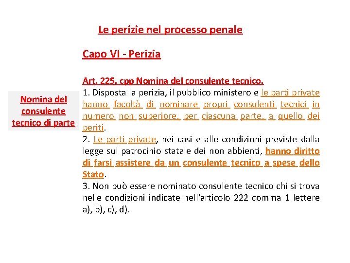 Le perizie nel processo penale Capo VI - Perizia Art. 225. cpp Nomina del