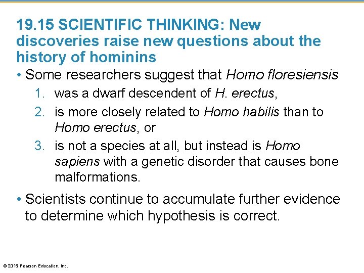 19. 15 SCIENTIFIC THINKING: New discoveries raise new questions about the history of hominins