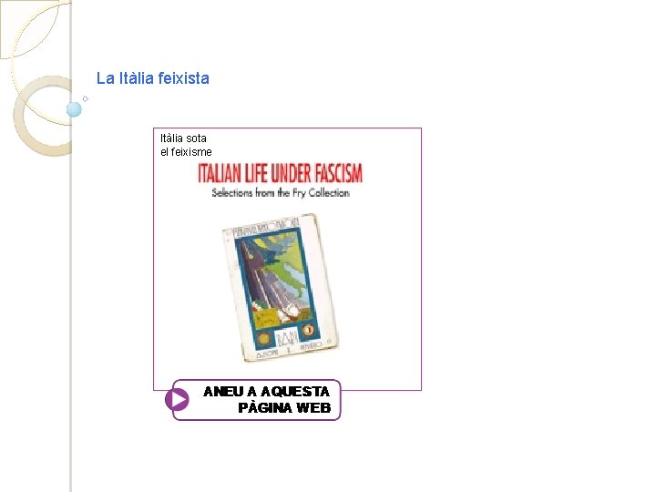 La Itàlia feixista Itàlia sota el feixisme 