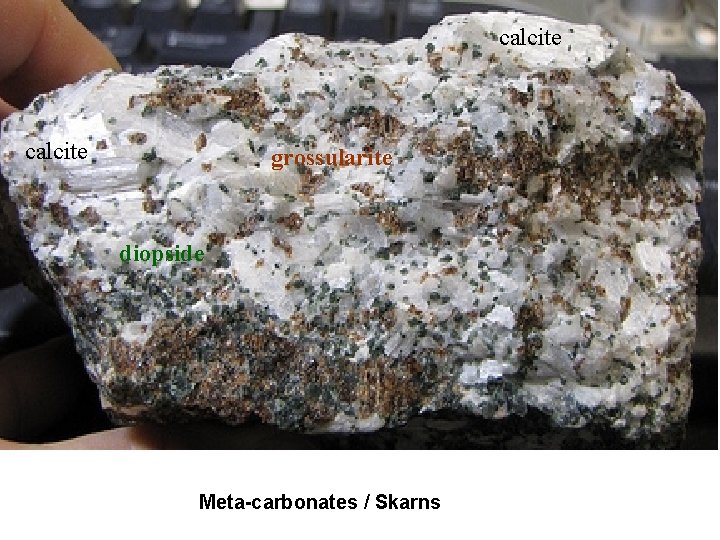 calcite grossularite diopside Meta-carbonates / Skarns 