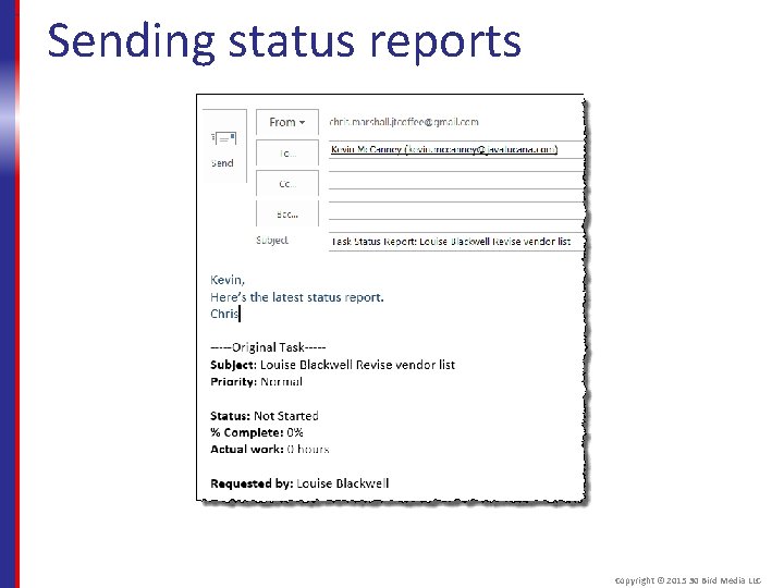 Sending status reports Copyright © 2015 30 Bird Media LLC 