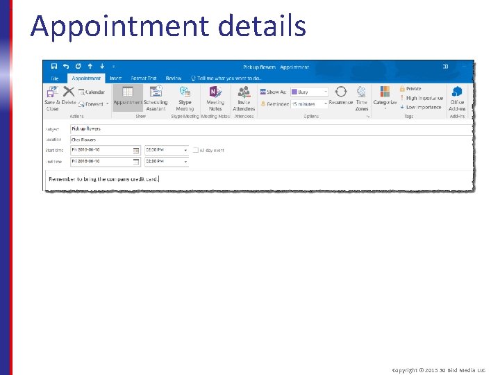 Appointment details Copyright © 2015 30 Bird Media LLC 