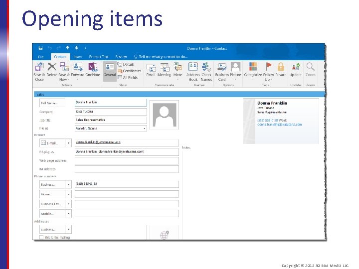Opening items Copyright © 2015 30 Bird Media LLC 