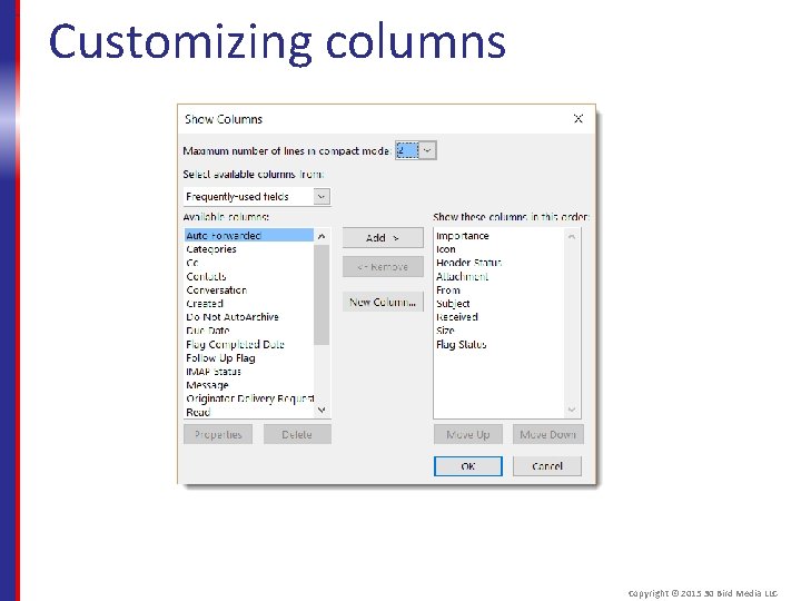 Customizing columns Copyright © 2015 30 Bird Media LLC 