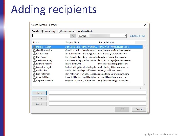 Adding recipients Copyright © 2015 30 Bird Media LLC 