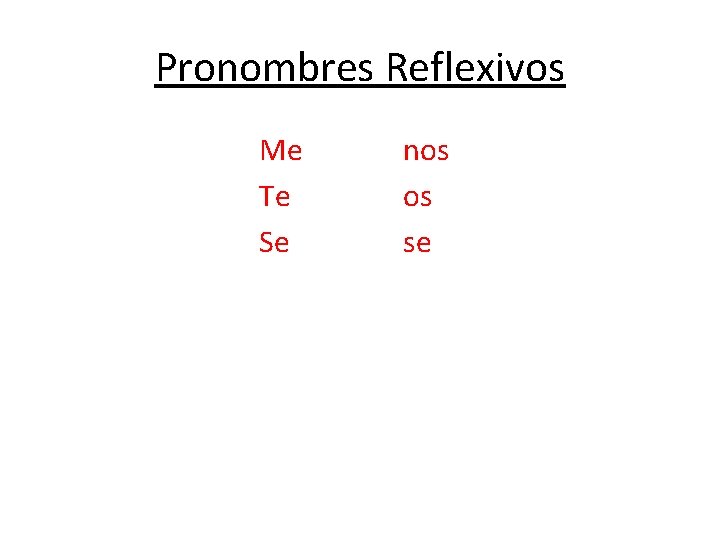 Pronombres Reflexivos Me Te Se nos os se 