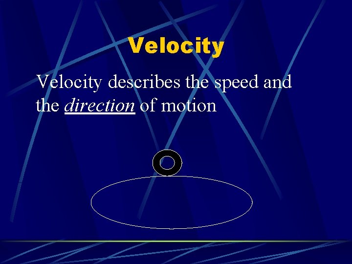 Velocity describes the speed and the direction of motion 