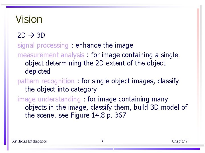 Vision 2 D 3 D signal processing : enhance the image measurement analysis :