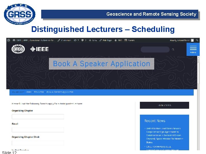 Geoscience and Remote Sensing Society Distinguished Lecturers – Scheduling 