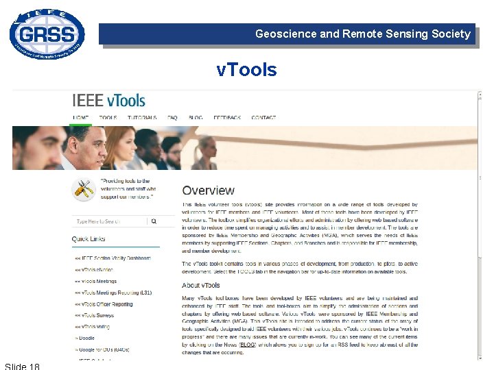 Geoscience and Remote Sensing Society v. Tools 