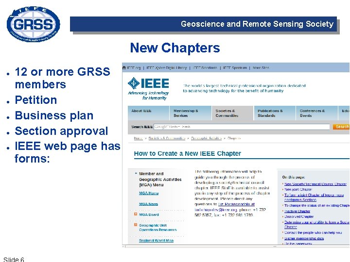 Geoscience and Remote Sensing Society New Chapters ● ● ● 12 or more GRSS