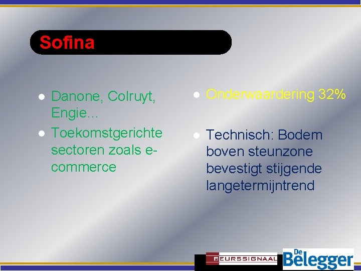 Sofina l l Danone, Colruyt, Engie… Toekomstgerichte sectoren zoals ecommerce l Onderwaardering 32% l