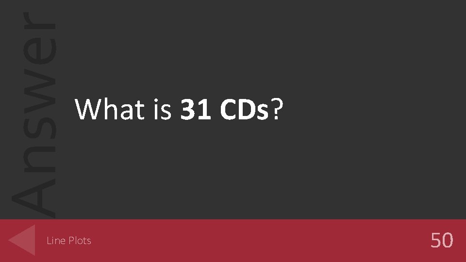 Answer What is 31 CDs? Line Plots 50 