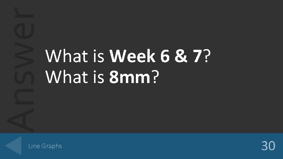 Answer What is Week 6 & 7? What is 8 mm? Line Graphs 30