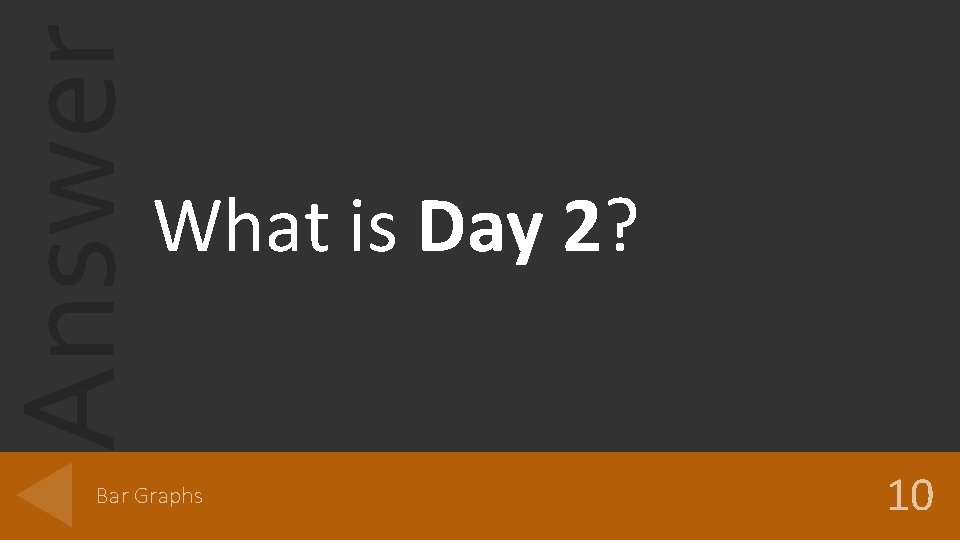 Answer What is Day 2? Bar Graphs 10 