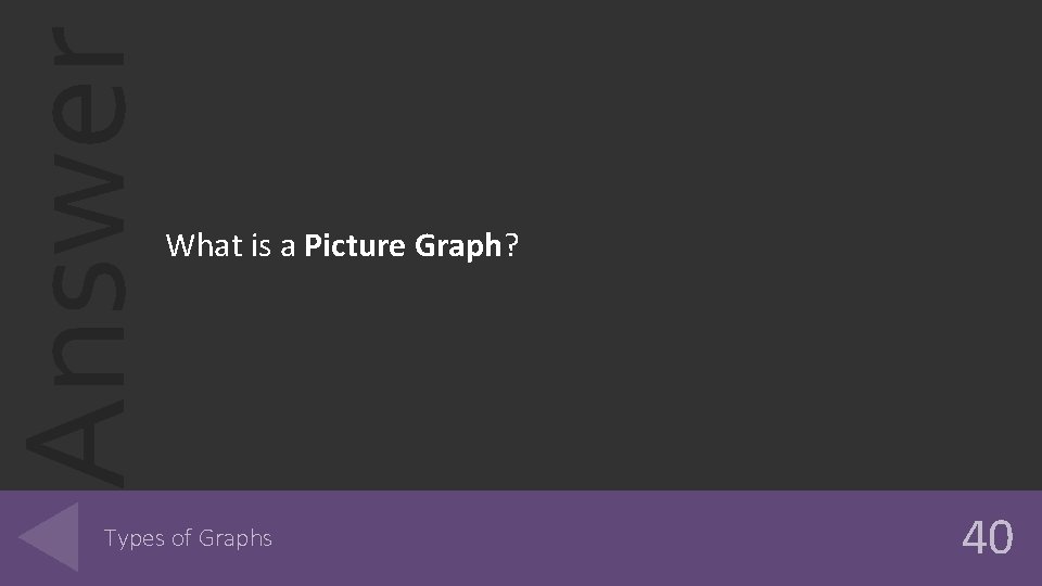 Answer What is a Picture Graph? Types of Graphs 40 