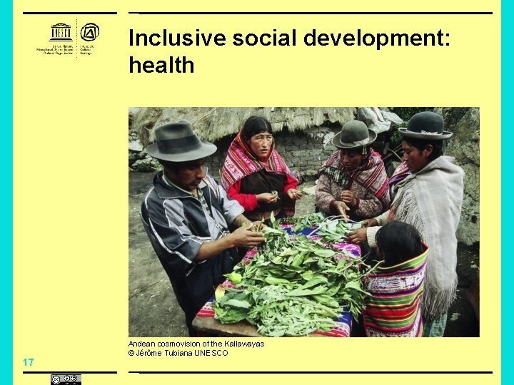 Inclusive social development: health 17 Andean cosmovision of the Kallawayas © Jérôme Tubiana UNESCO