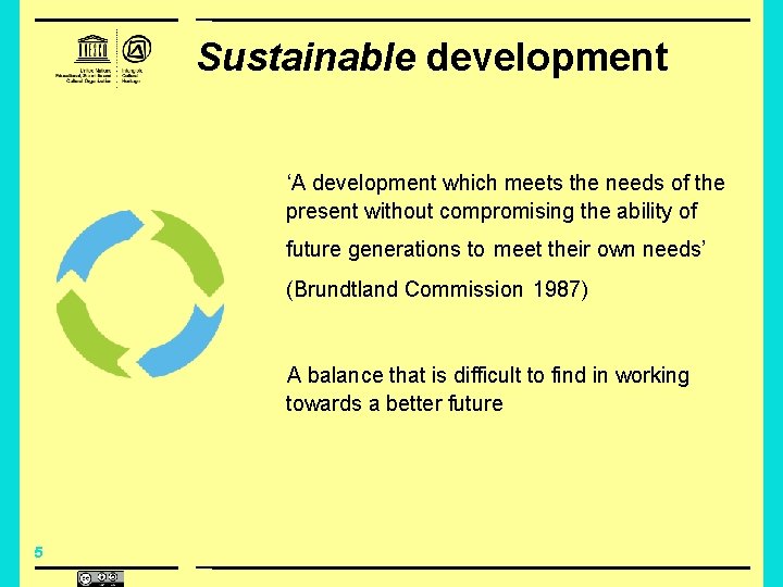 Sustainable development ‘A development which meets the needs of the present without compromising the