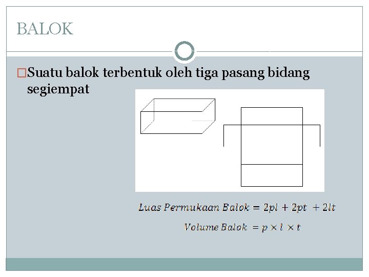 BALOK �Suatu balok terbentuk oleh tiga pasang bidang segiempat 