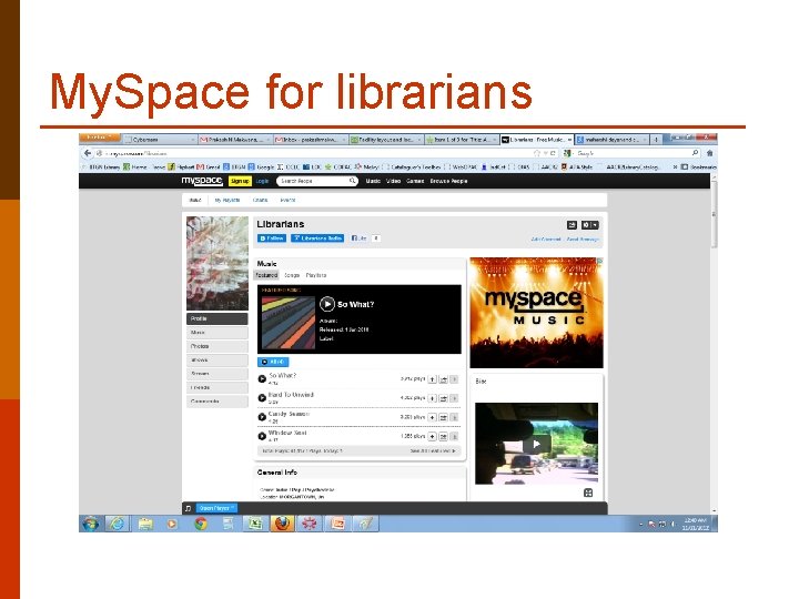 My. Space for librarians 