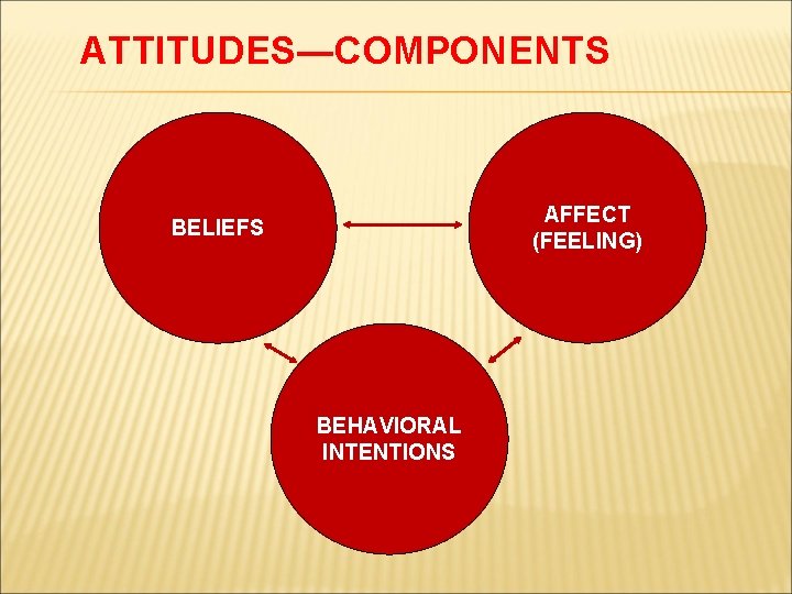 ATTITUDES―COMPONENTS AFFECT (FEELING) BELIEFS BEHAVIORAL INTENTIONS 