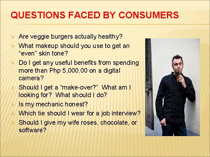 QUESTIONS FACED BY CONSUMERS Ø Ø Ø Ø Are veggie burgers actually healthy? What