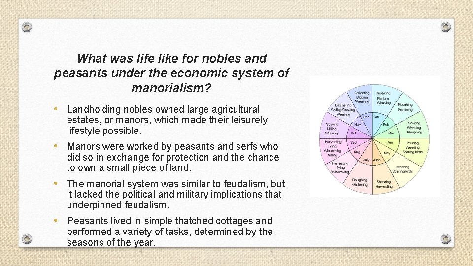 What was life like for nobles and peasants under the economic system of manorialism?