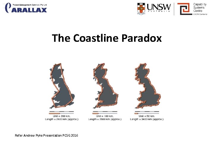 The Coastline Paradox Refer Andrew Pyke Presentation PCSG 2016 
