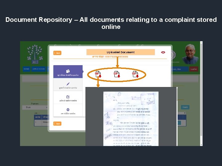 Document Repository – All documents relating to a complaint stored online Uploaded Document 