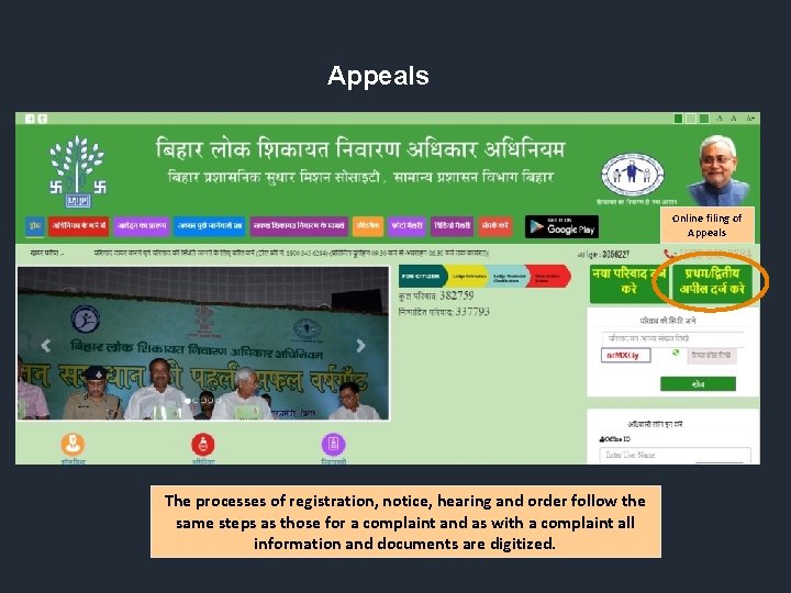 Appeals Online filing of Appeals The processes of registration, notice, hearing and order follow