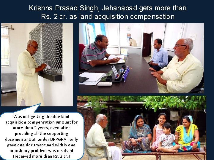 Krishna Prasad Singh, Jehanabad gets more than Rs. 2 cr. as land acquisition compensation