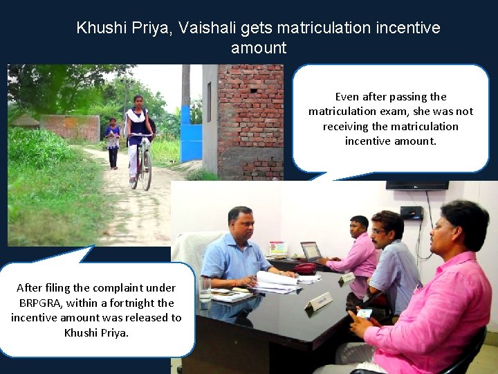 Khushi Priya, Vaishali gets matriculation incentive amount Even after passing the matriculation exam, she