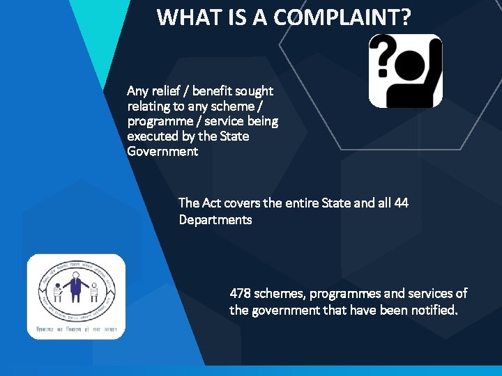 WHAT IS A COMPLAINT? Any relief / benefit sought relating to any scheme /