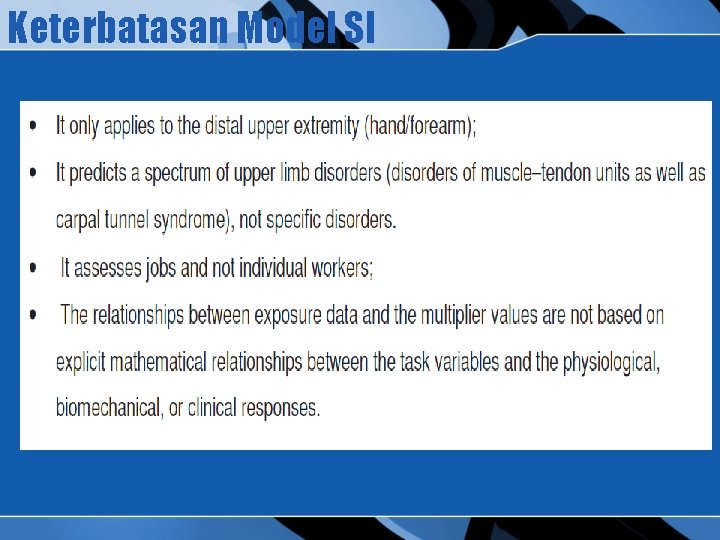 Keterbatasan Model SI 