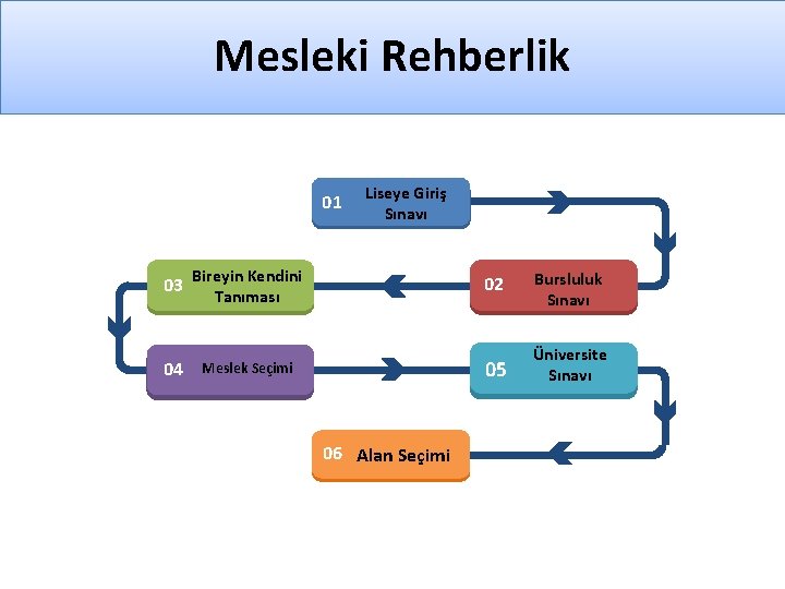 Mesleki Rehberlik 01 03 Bireyin Kendini Tanıması 04 Meslek Seçimi Liseye Giriş Sınavı 06