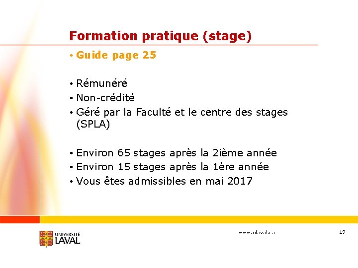 Formation pratique (stage) • Guide page 25 • Rémunéré • Non-crédité • Géré par