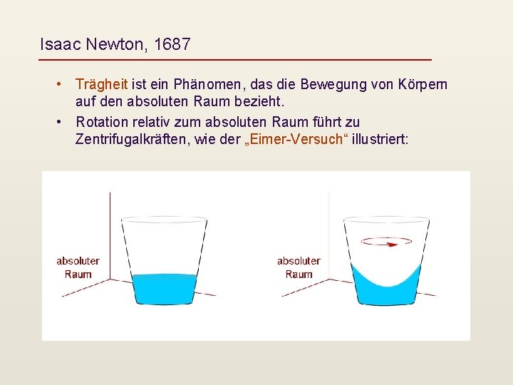 Isaac Newton, 1687 • Trägheit ist ein Phänomen, das die Bewegung von Körpern auf