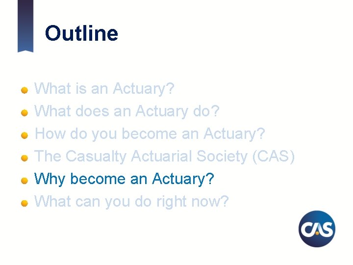 Outline What is an Actuary? What does an Actuary do? How do you become