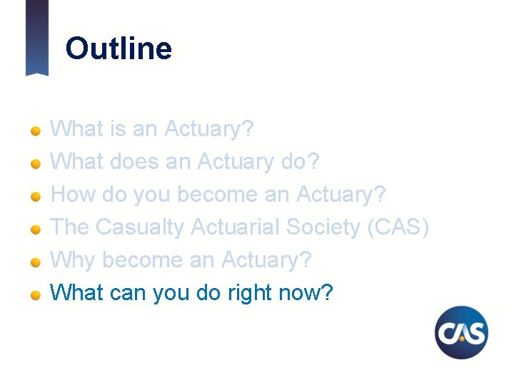 Outline What is an Actuary? What does an Actuary do? How do you become