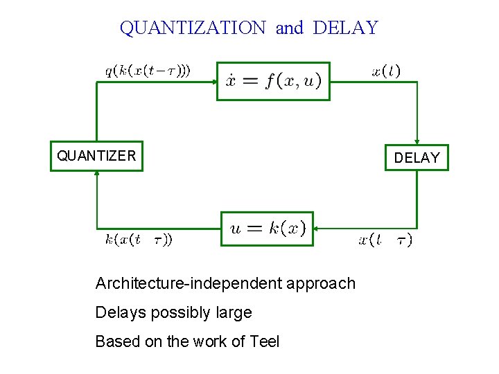 QUANTIZATION and DELAY QUANTIZER Architecture-independent approach Delays possibly large Based on the work of