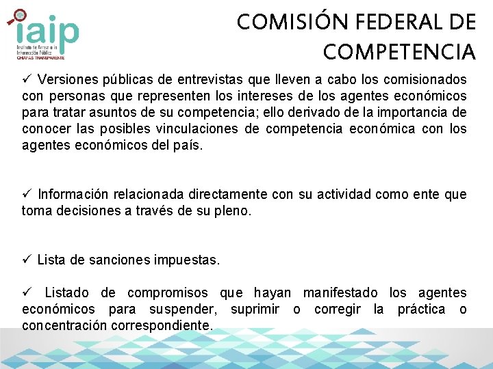 COMISIÓN FEDERAL DE COMPETENCIA ü Versiones públicas de entrevistas que lleven a cabo los