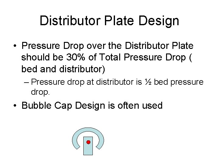 Distributor Plate Design • Pressure Drop over the Distributor Plate should be 30% of