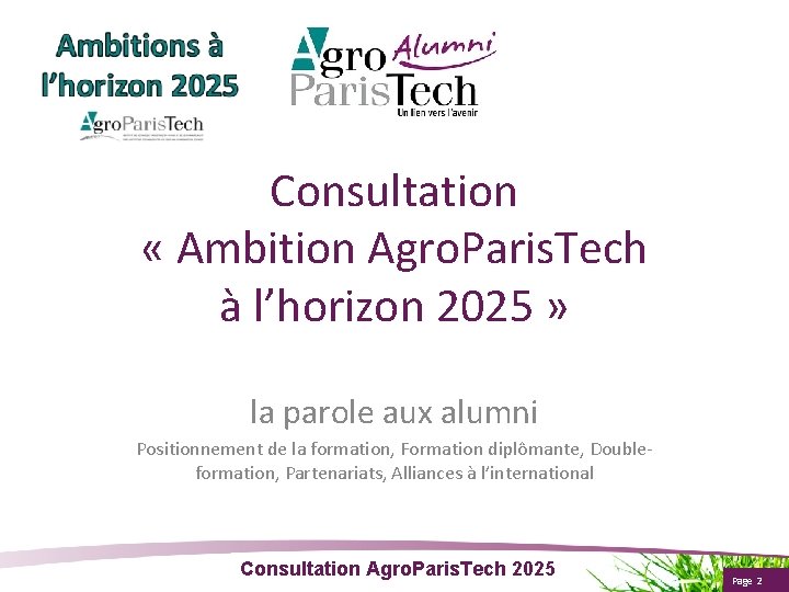 Consultation « Ambition Agro. Paris. Tech à l’horizon 2025 » la parole aux alumni